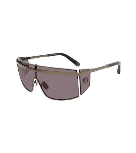 metallic grey wrap sunglasses