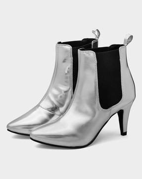 metallic ankle-length boots