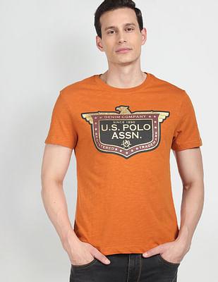 metallic brand print pure cotton t-shirt