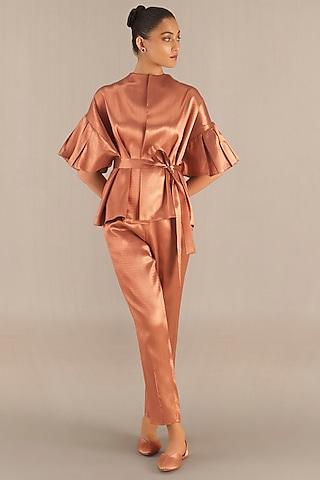 metallic-copper brocade cape set