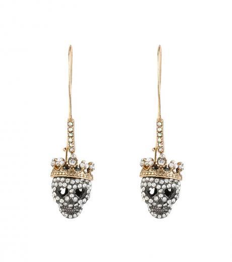 metallic crystal skull earrings