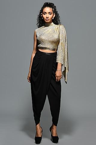 metallic gold foil embellished crop top