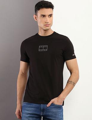 metallic logo organic cotton slim t-shirt