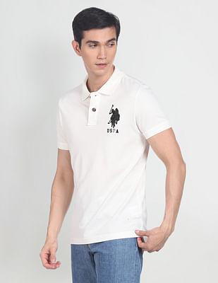 metallic logo polo shirt