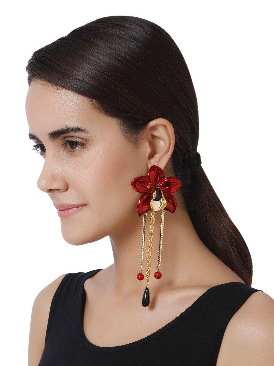 metallic orchid earrings