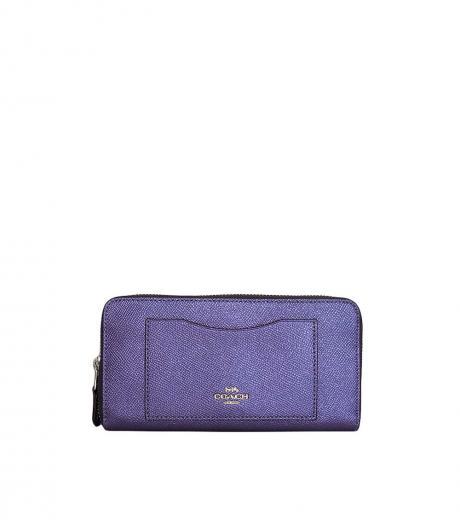 metallic purple zip around wallet