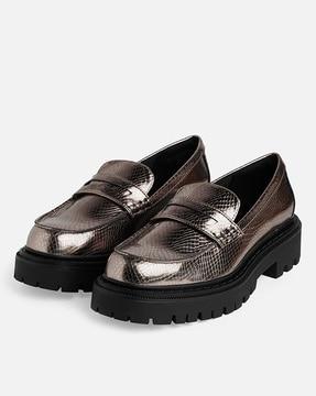 metallic slip-on sandals