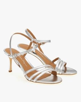 metallic strappy sandals