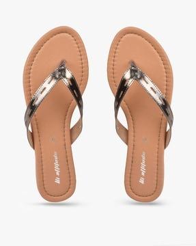 metallic thong-strap sandals