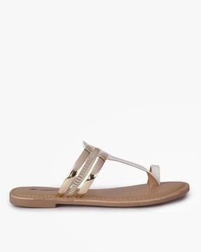 metallic toe-ring flat sandals