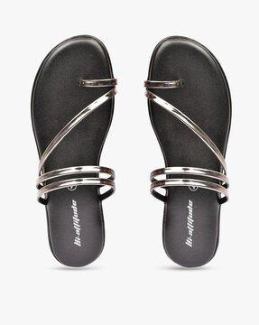 metallic toe-ring flat sandals