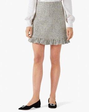 metallic tweed a-line skirt