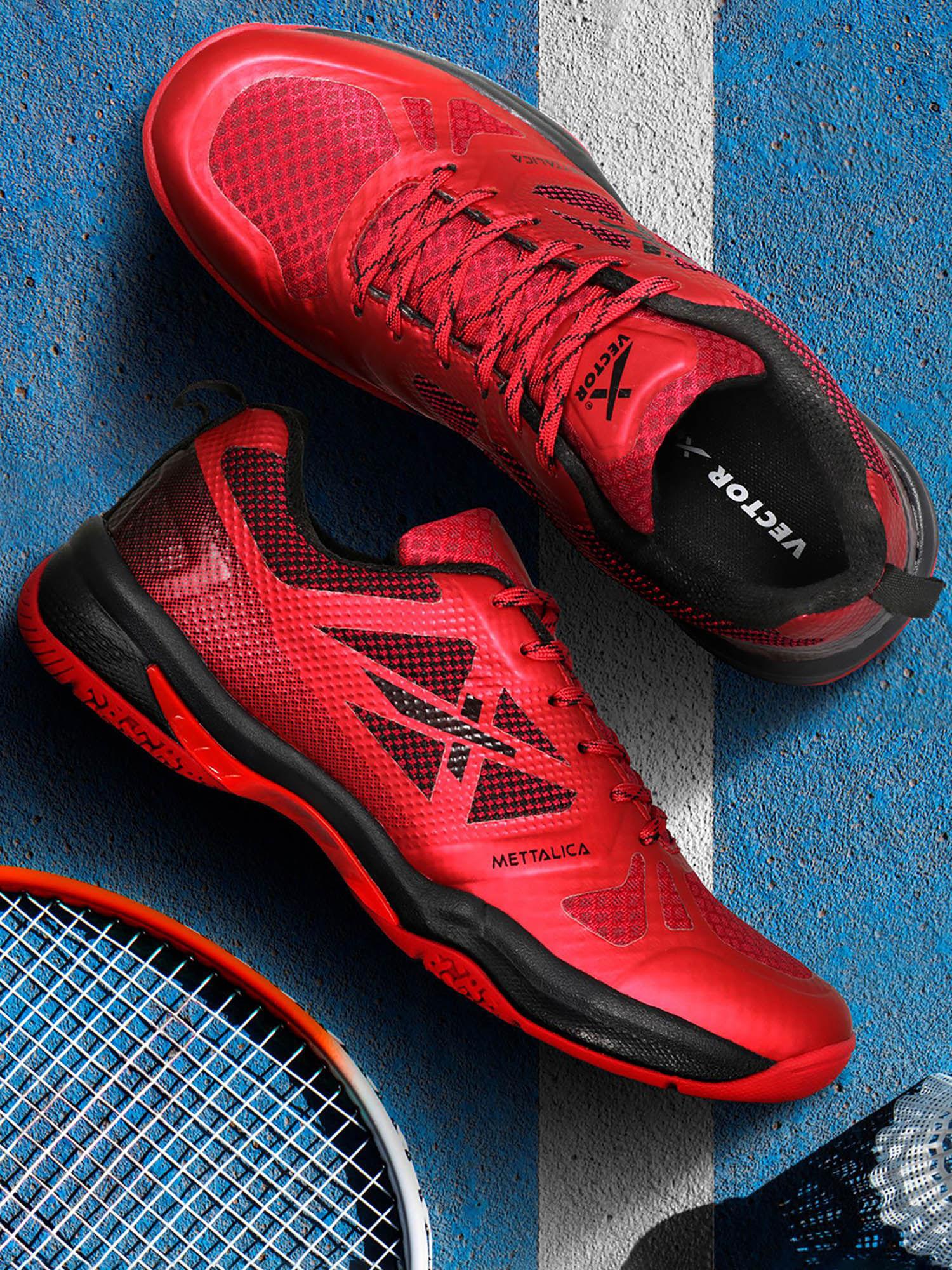 metallica non marking badminton shoes red & black