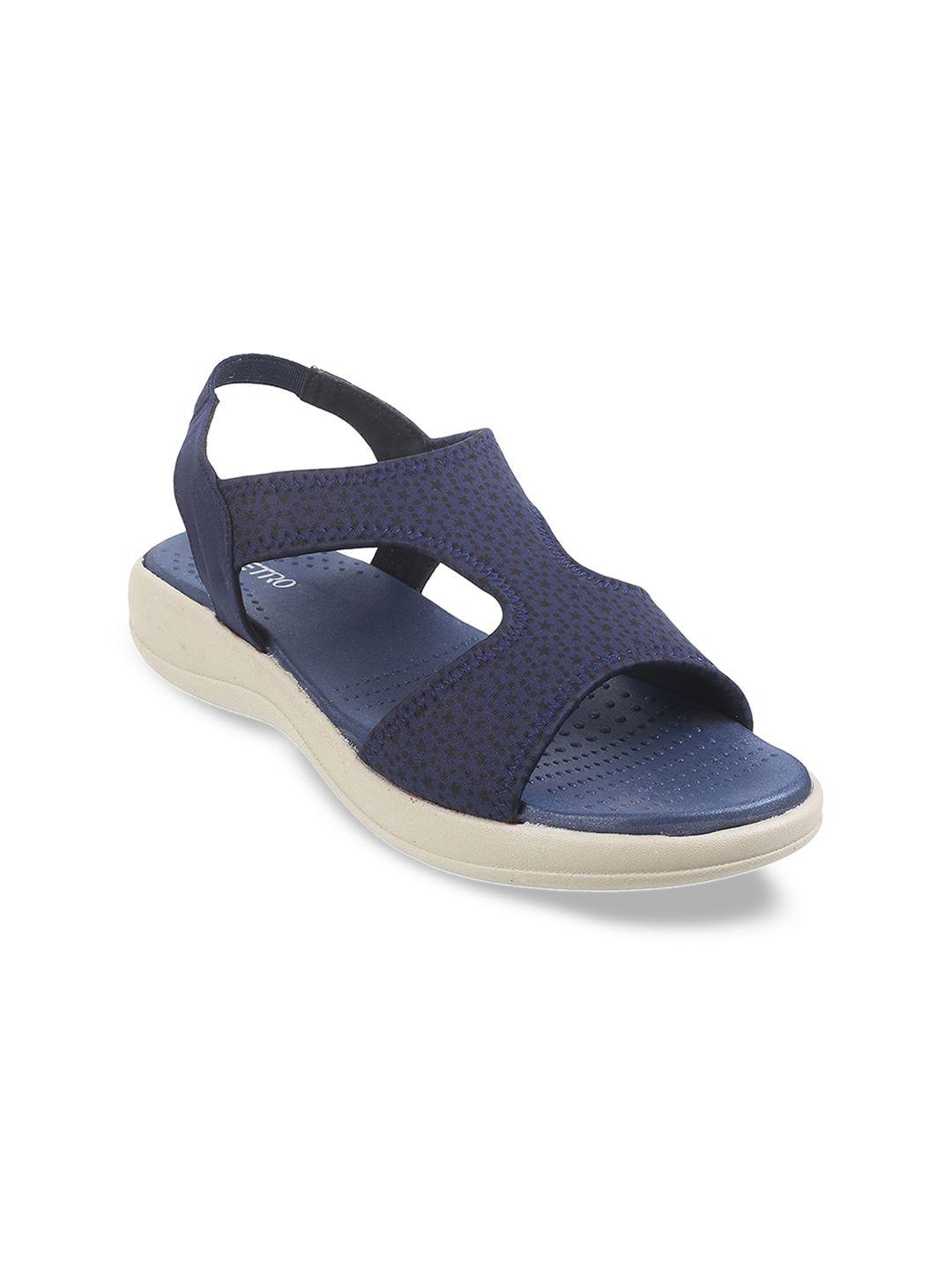 metro blue textured comfort sandals with laser cuts