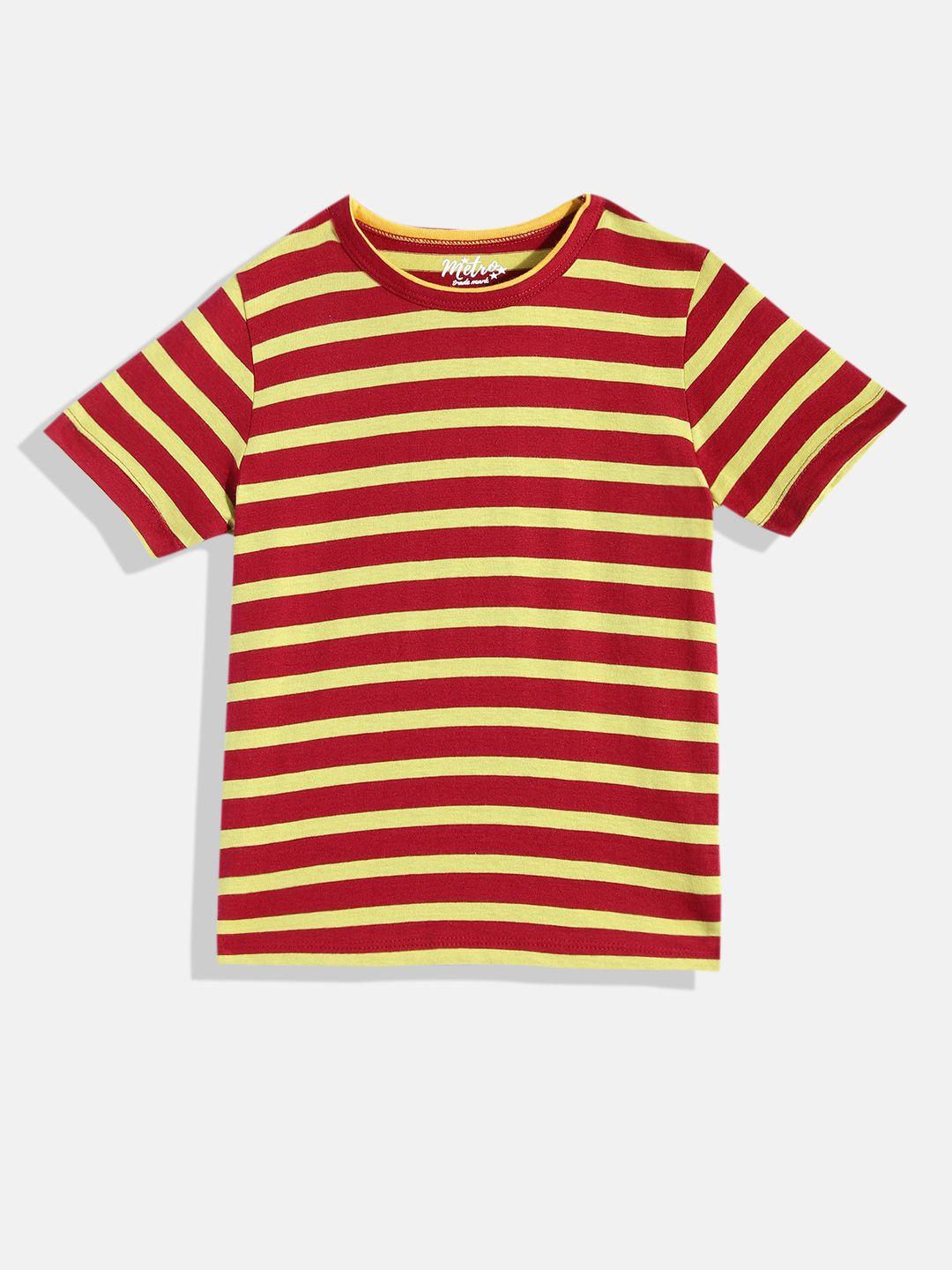 metro kids company boys red & yellow striped t-shirt