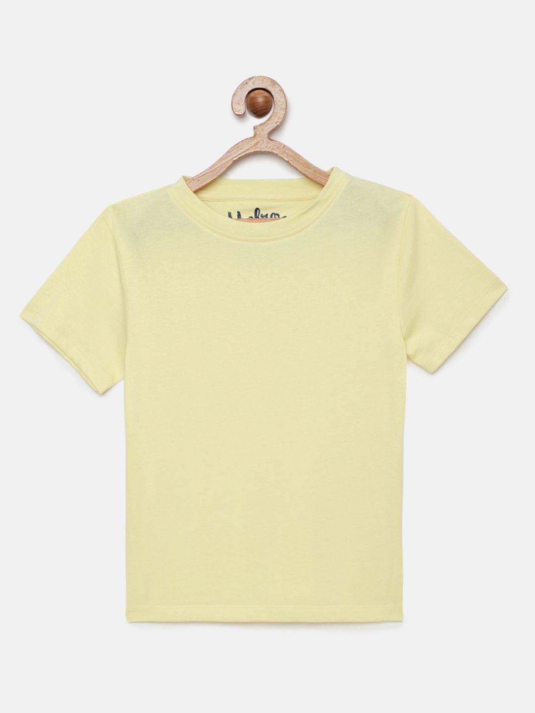metro kids company boys yellow solid pure cotton t-shirt
