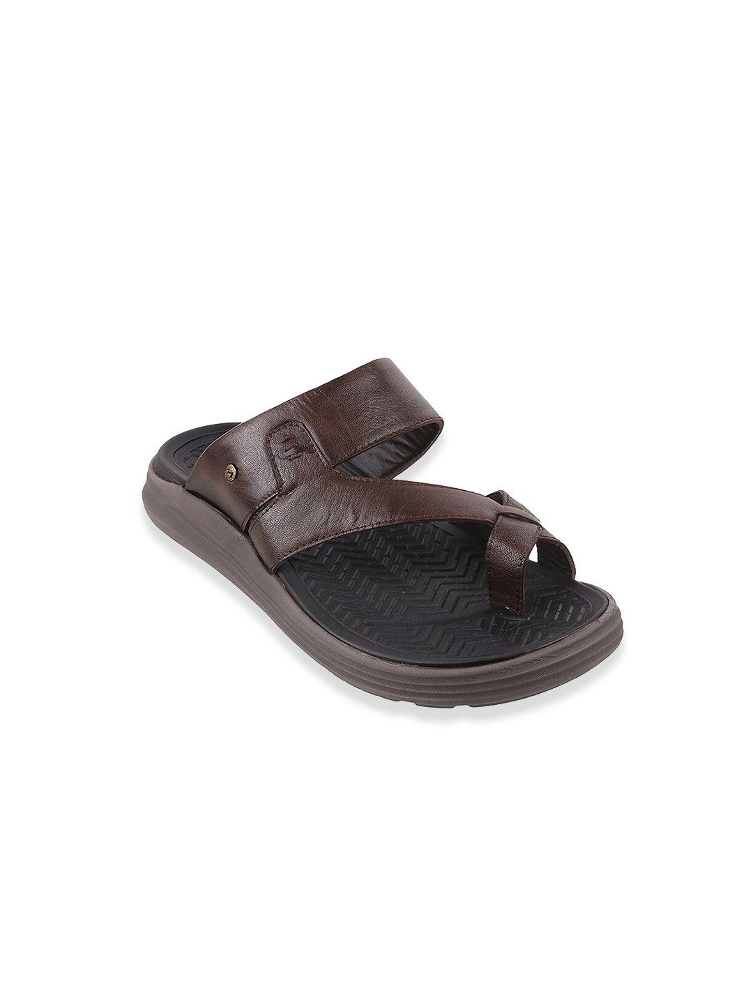 metro men brown leather comfort sandals
