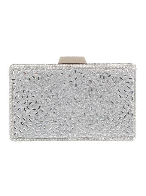 metro silver embellished small clutch