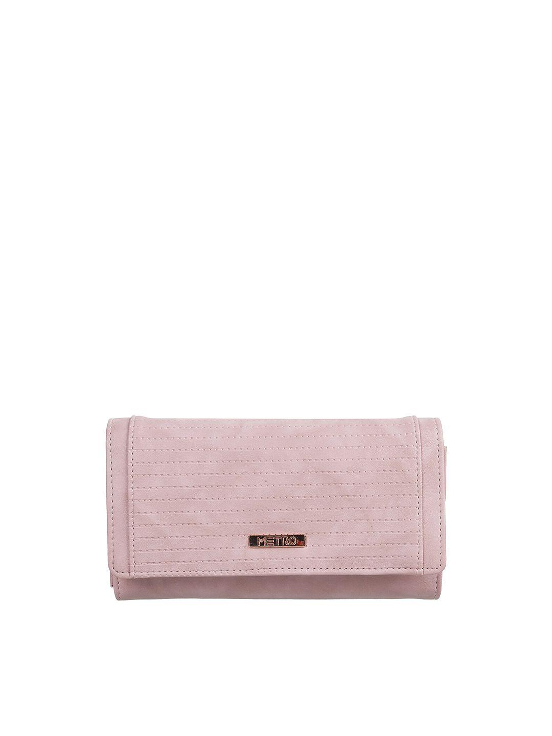 metro women peach-coloured purse clutch