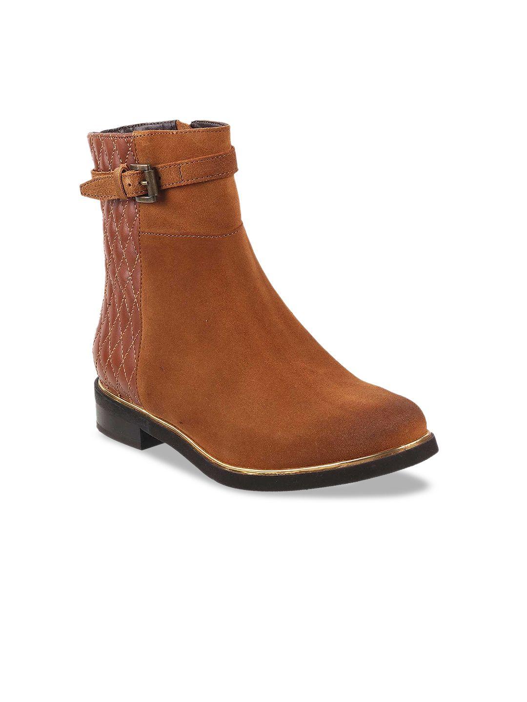 metro-women-tan-brown-textured-flat-boots