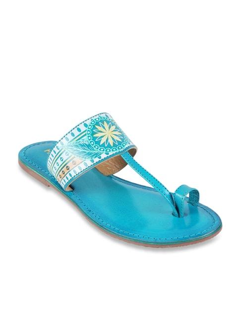 metro women's blue toe ring sandals