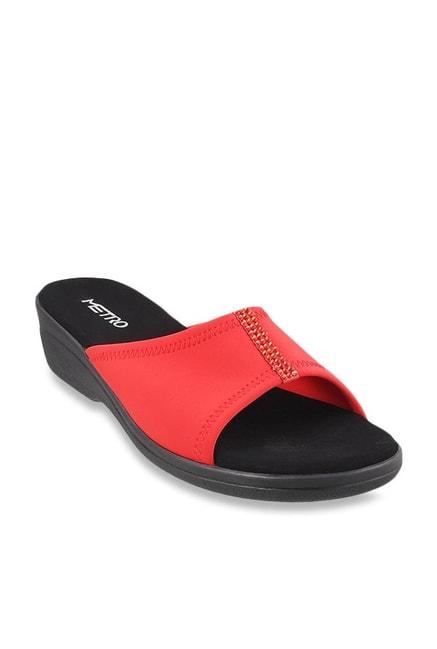 metro women's red casual wedges