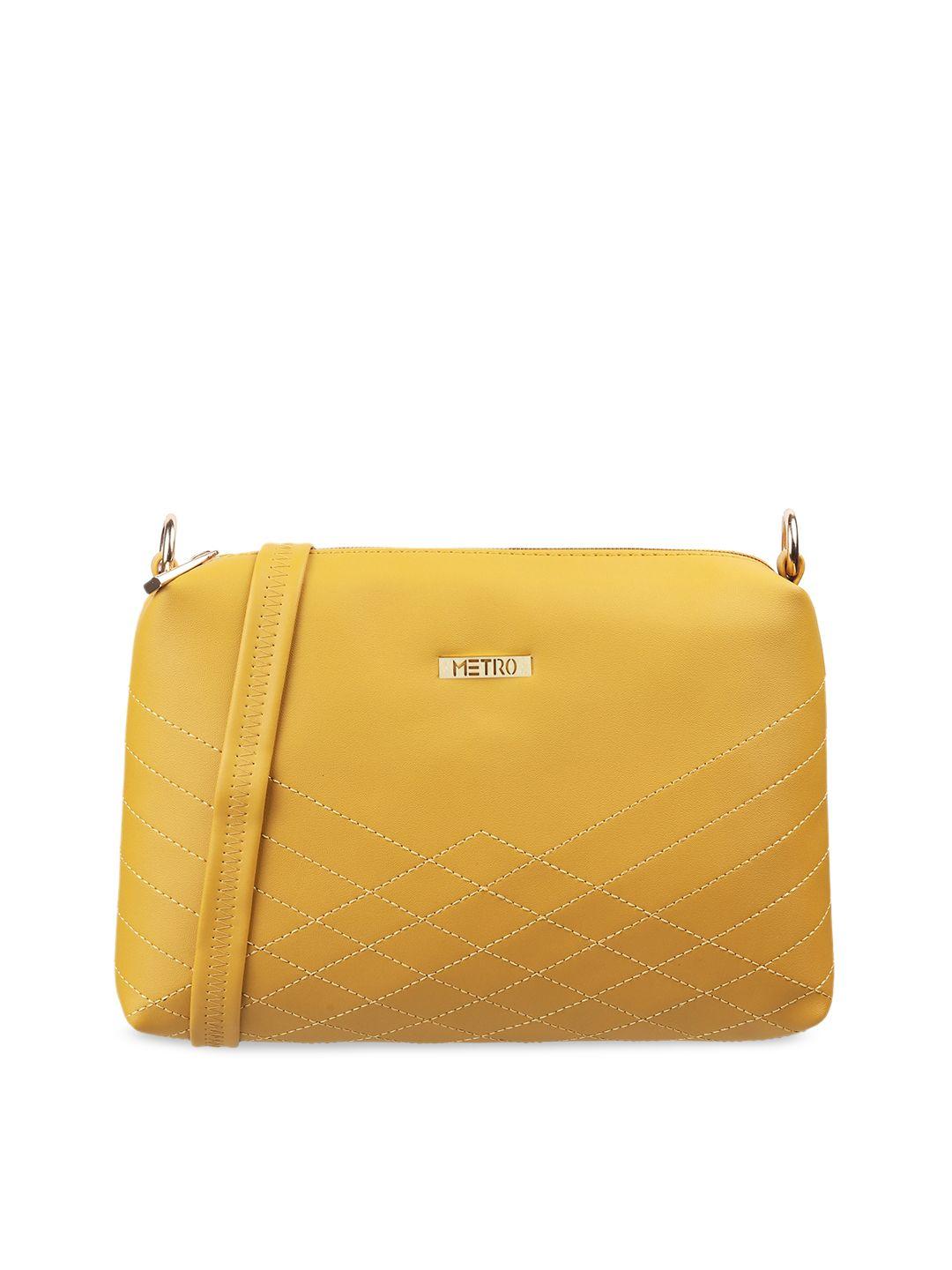metro yellow structured sling bag