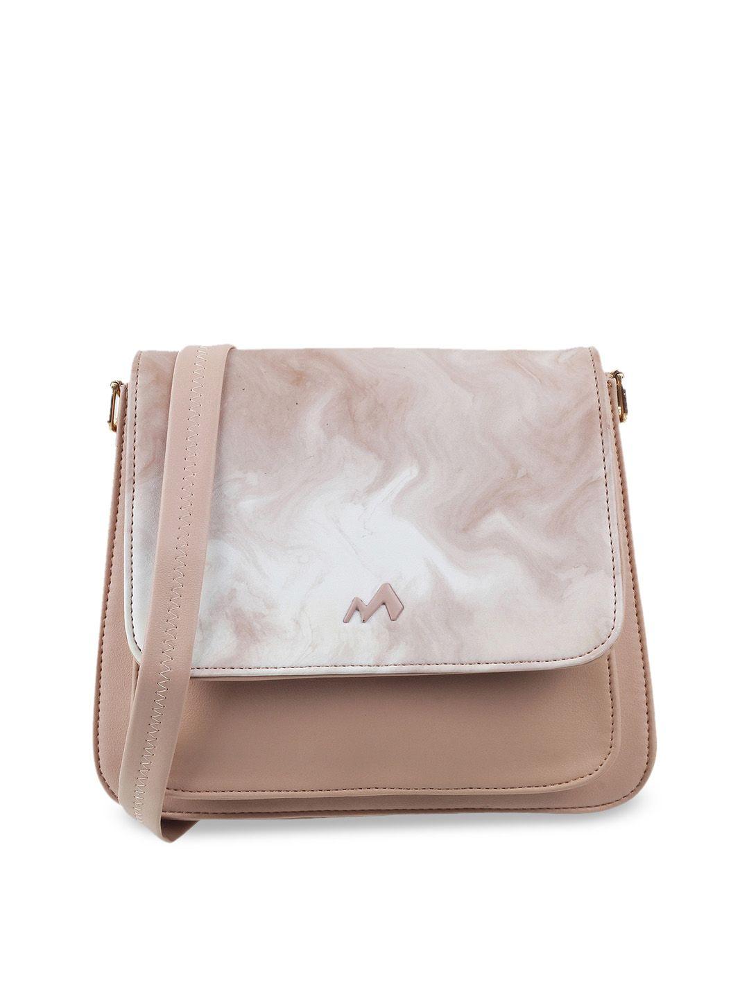 metro beige pu structured shoulder bag with tasselled