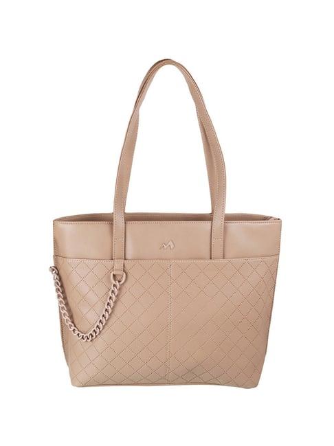 metro beige textured medium tote handbag