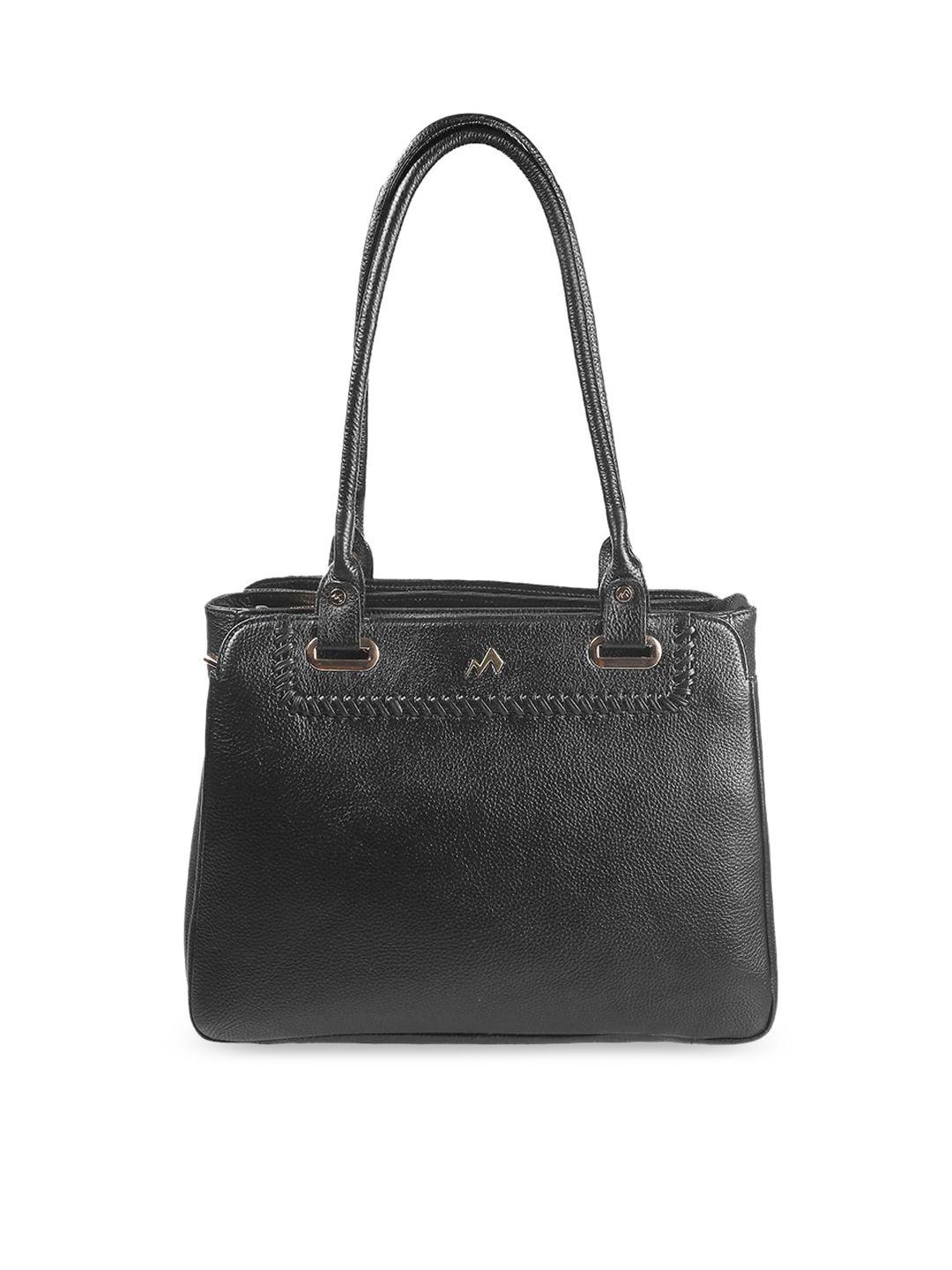 metro black leather structured shoulder bag