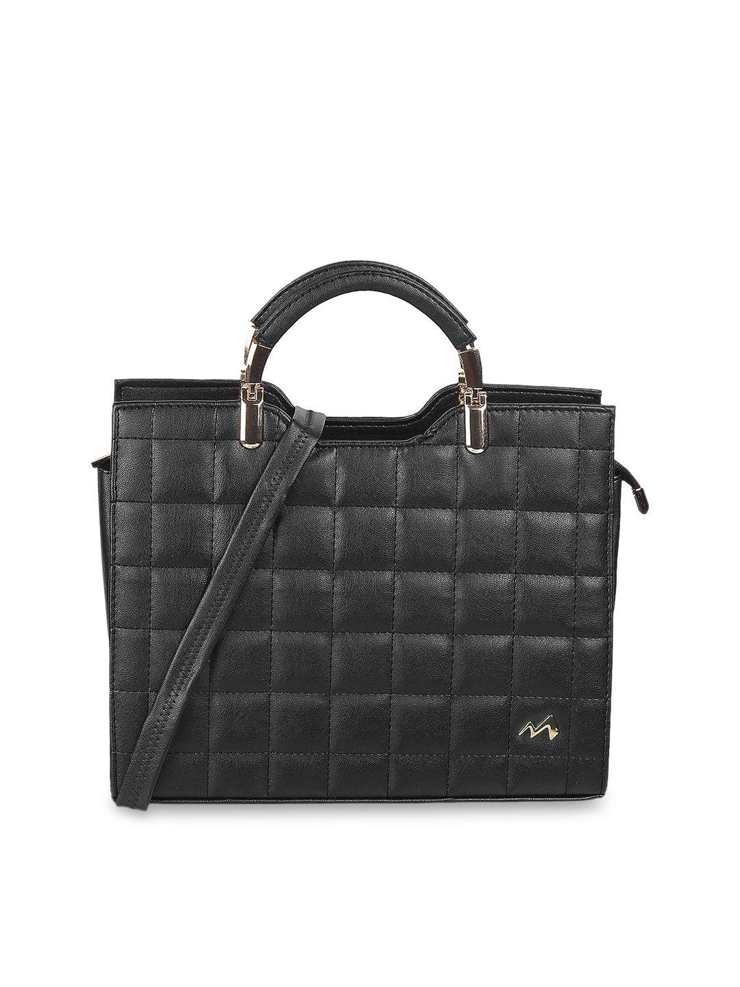 metro black pu quilted handheld bag