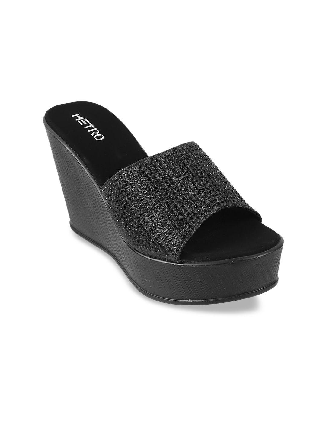 metro black wedge sandals