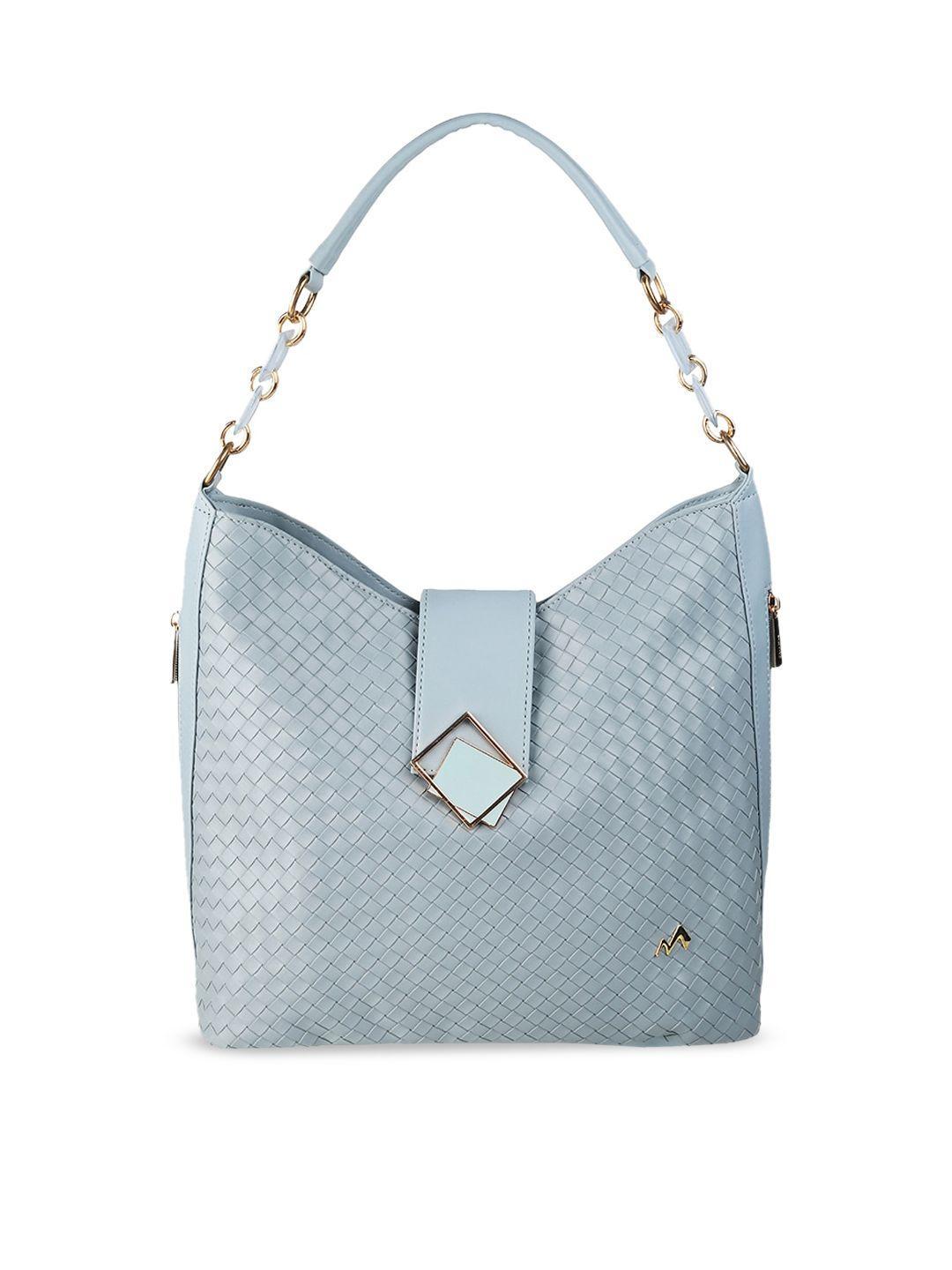 metro blue structured hobo bag with quilted