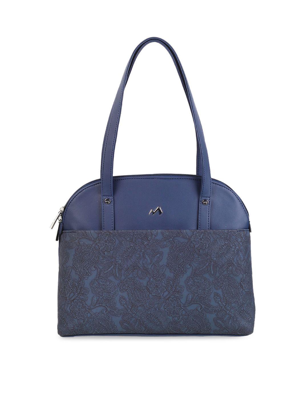 metro blue structured shoulder bag with quilted