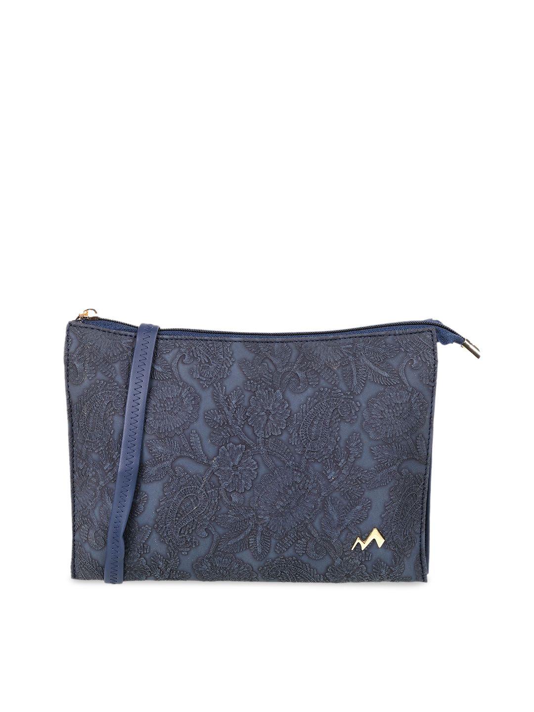 metro blue structured sling bag