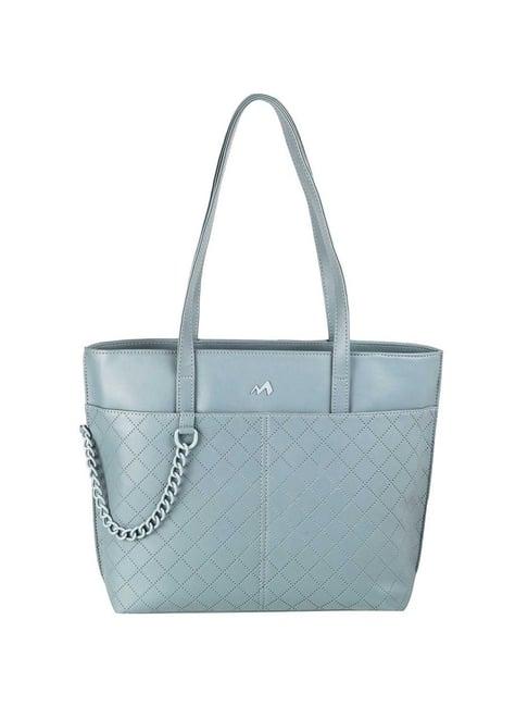 metro blue textured medium tote handbag