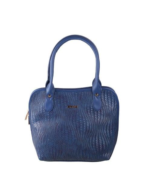 metro blue woven medium shoulder bag