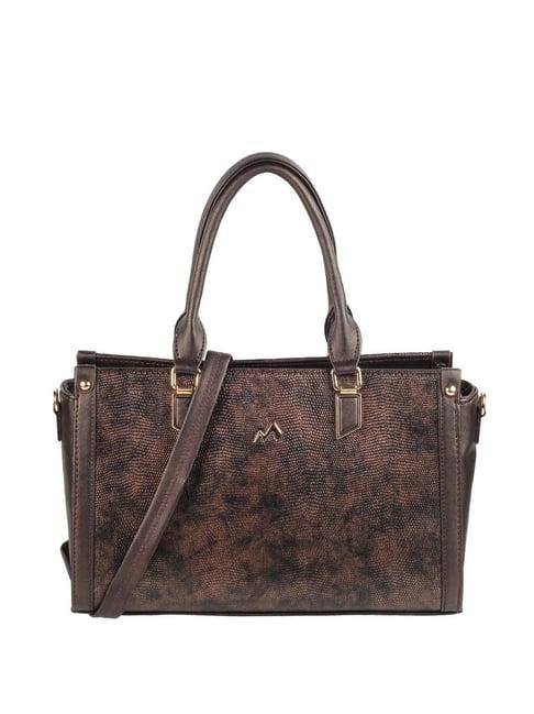 metro bronze synthetic textured handbag