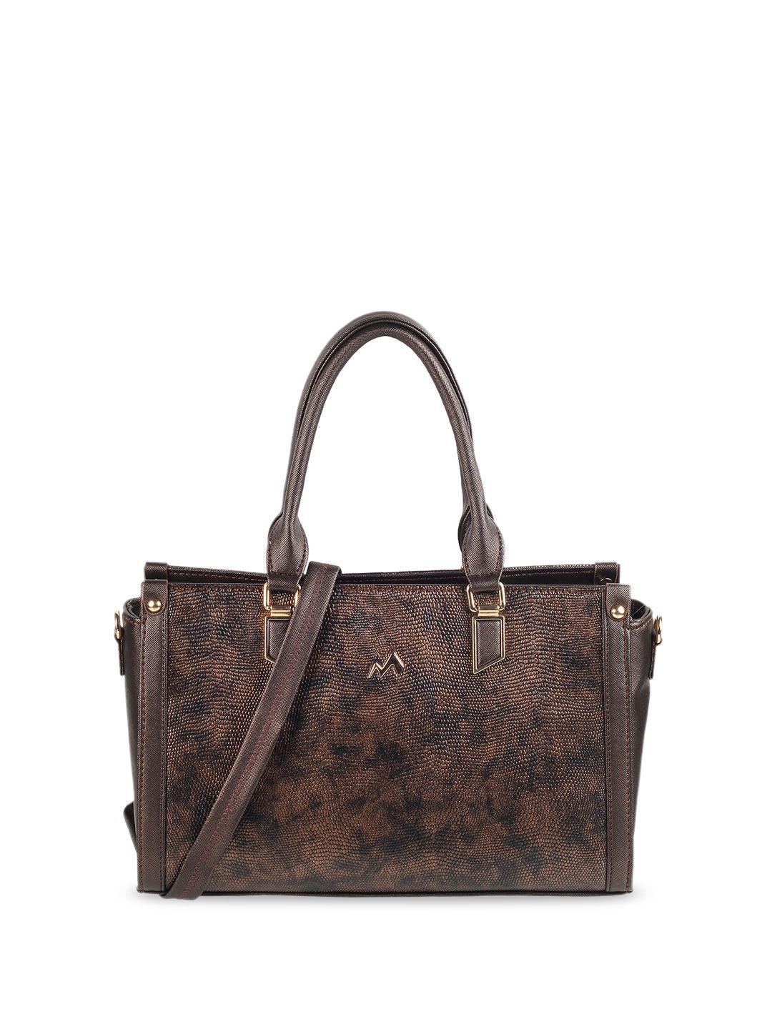 metro bronze-toned textured oversized structured handheld bag with tasselled