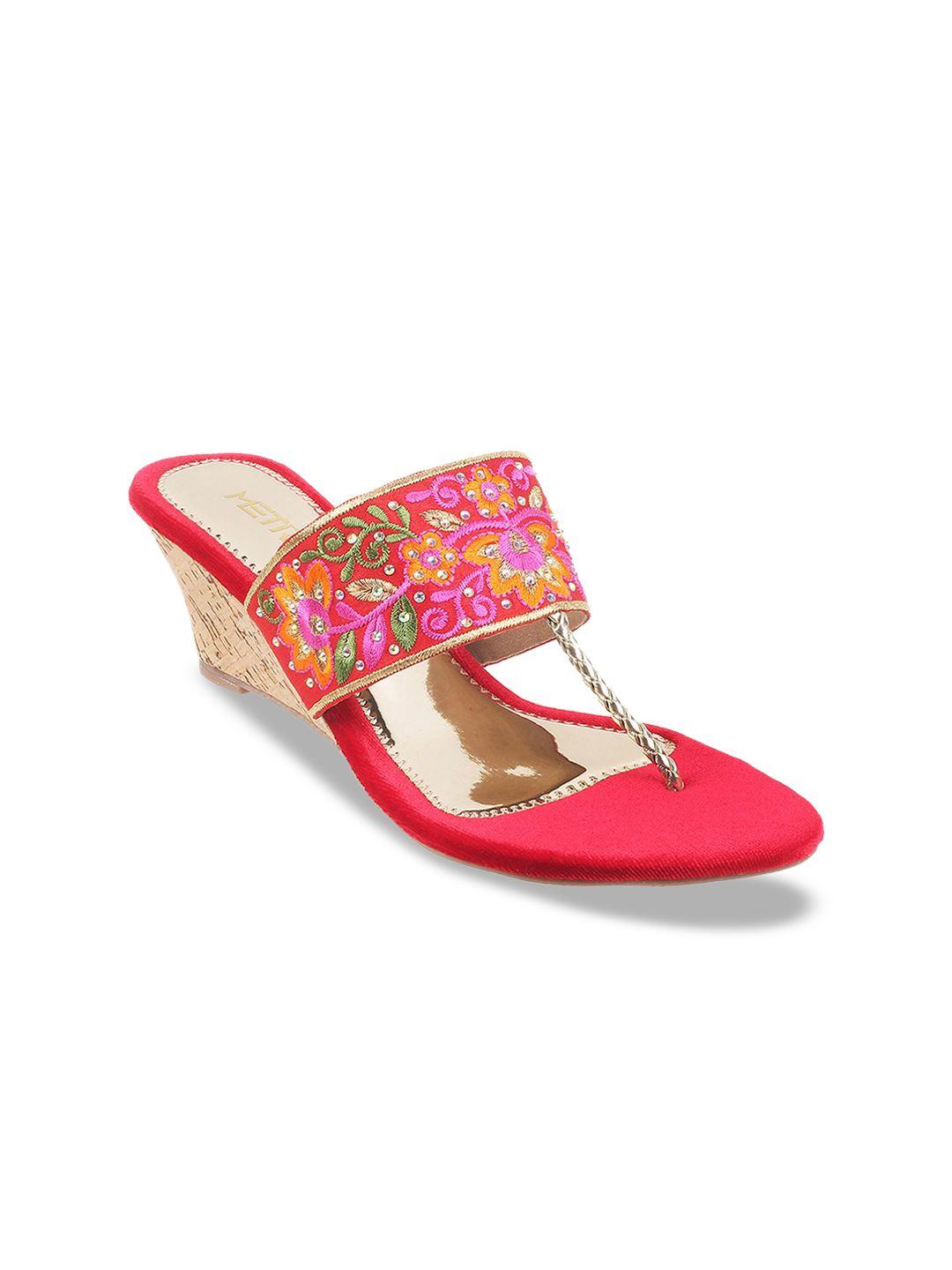 metro embellished ethnic wedge heels