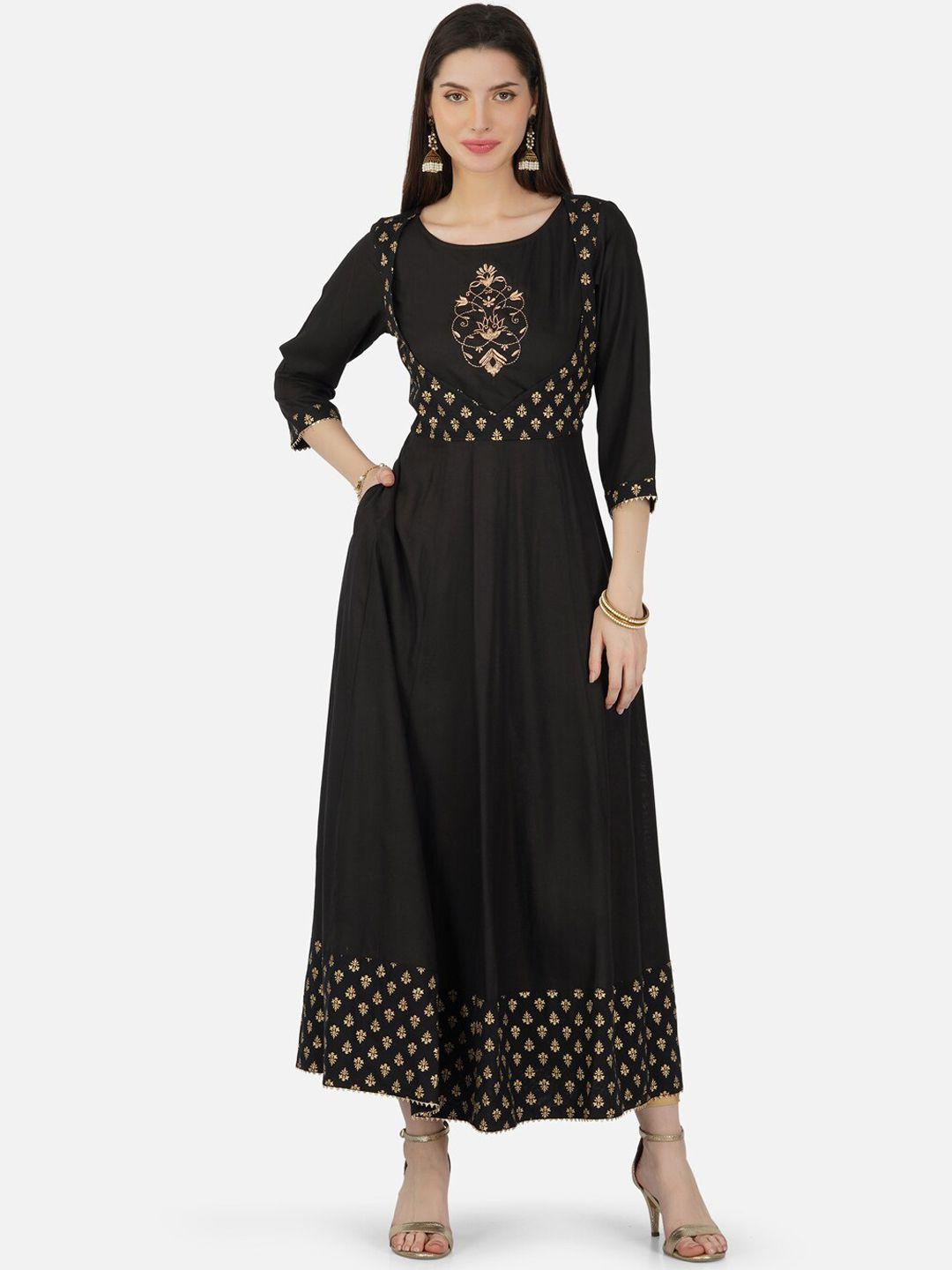 metro-fashion ethnic motif yoke design thread work anarkali kurta