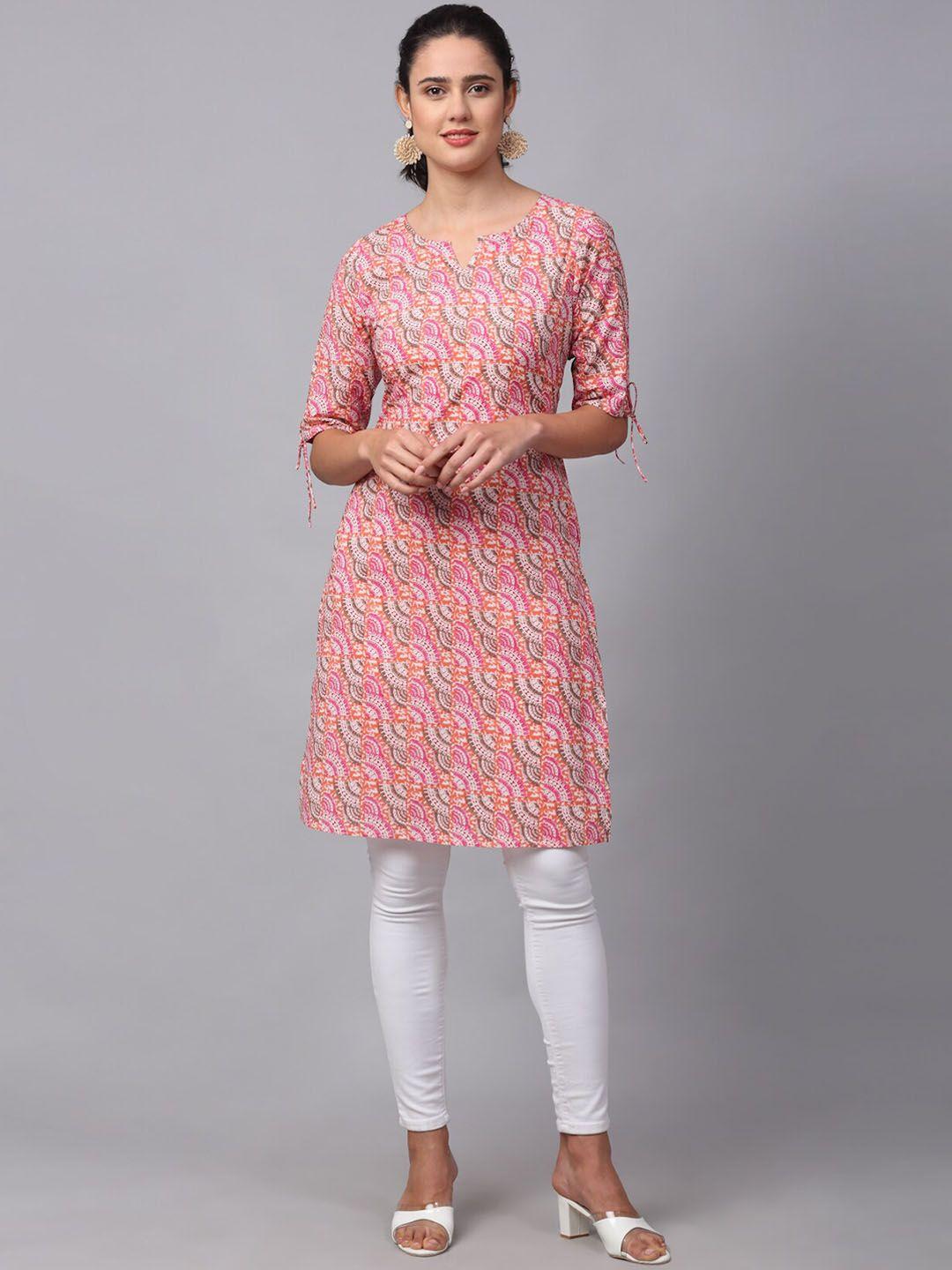 metro-fashion ethnic motifs printed pure cotton kurta