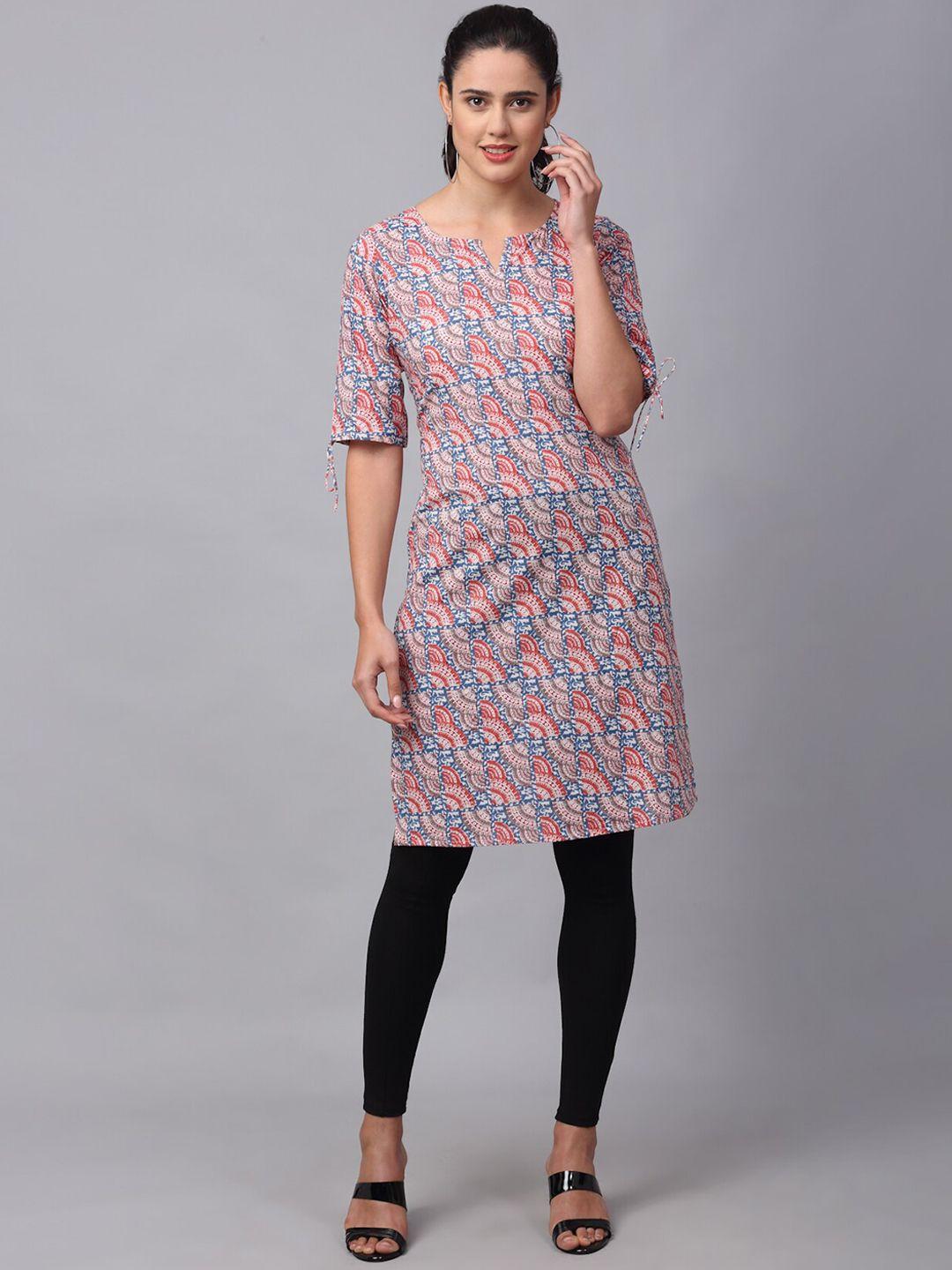 metro-fashion ethnic motifs printed straight kurta