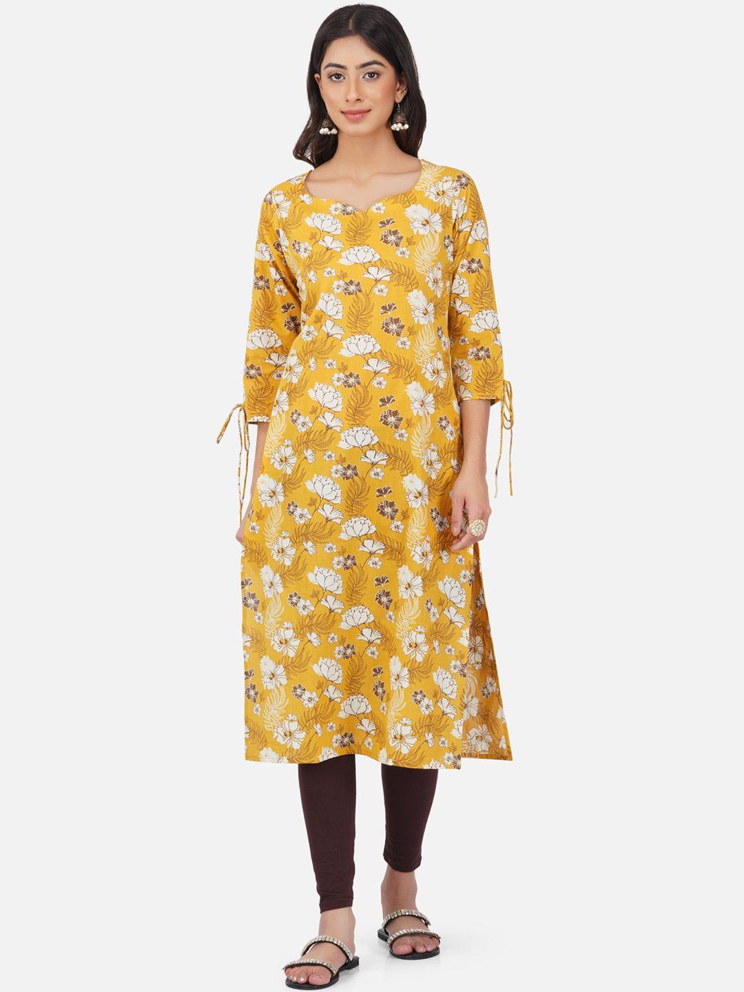 metro-fashion floral printed pure cotton kurta