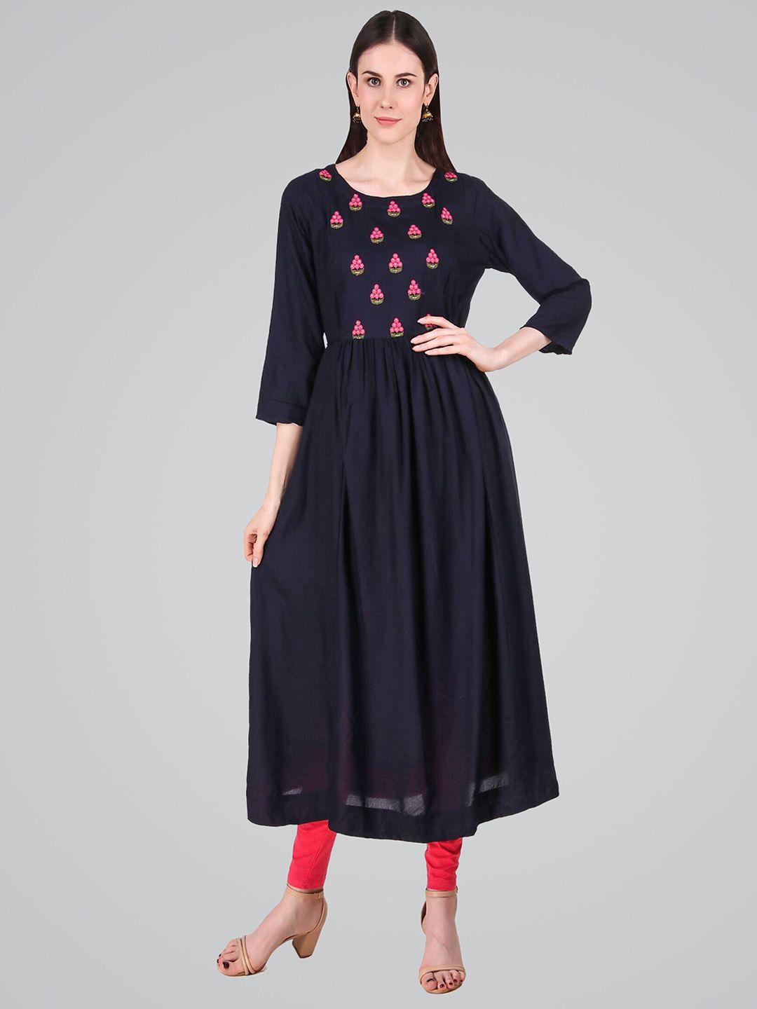 metro-fashion floral yoke design thread work kurta