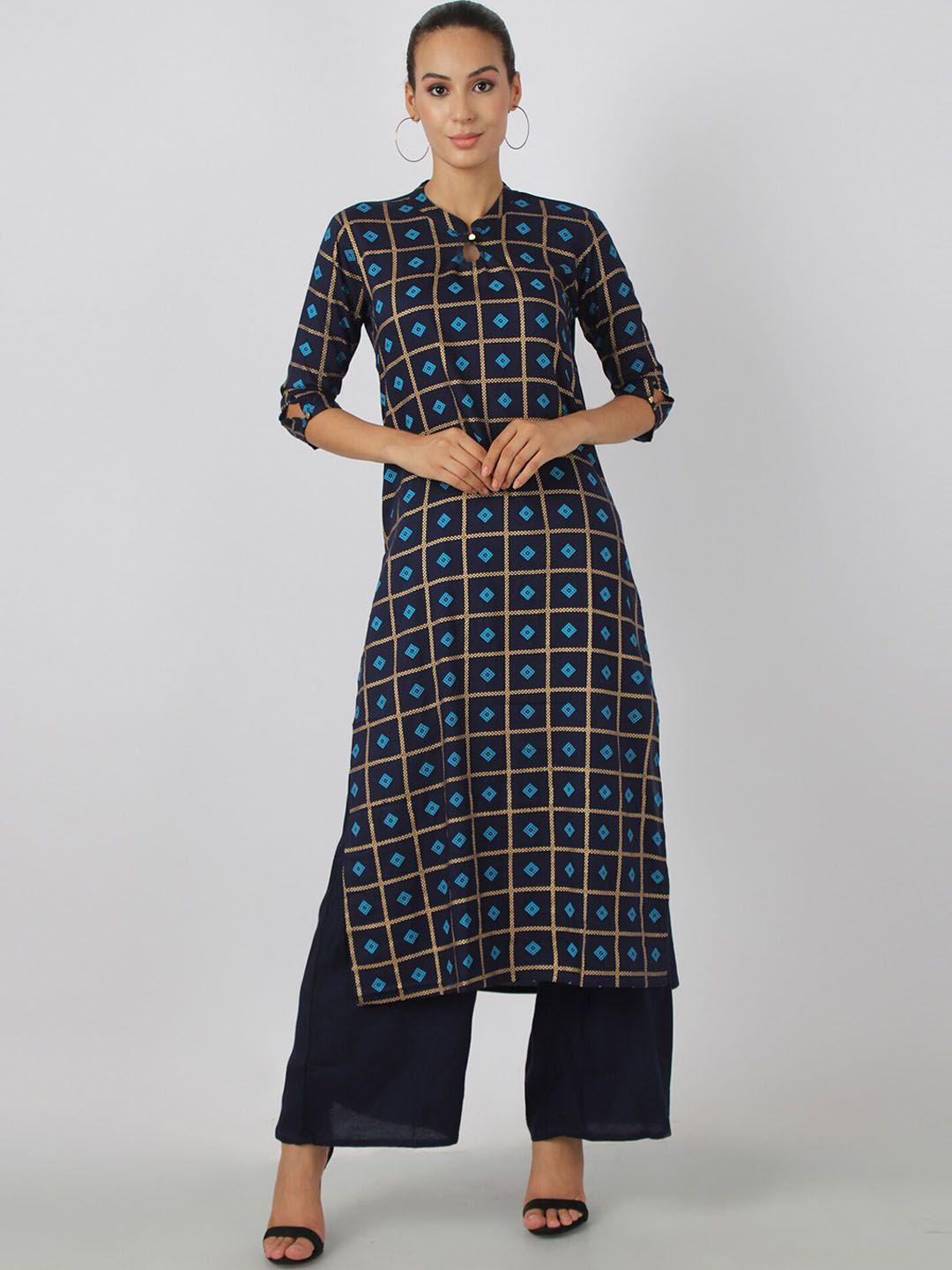 metro-fashion geometric printed regular kurta with palazzos