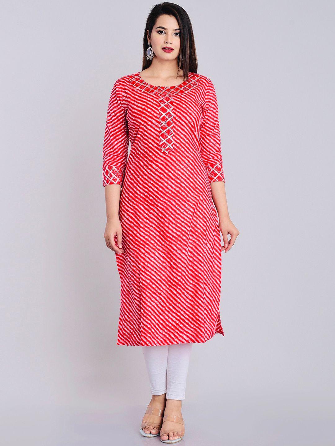 metro-fashion leheriya printed pure cotton straight kurta