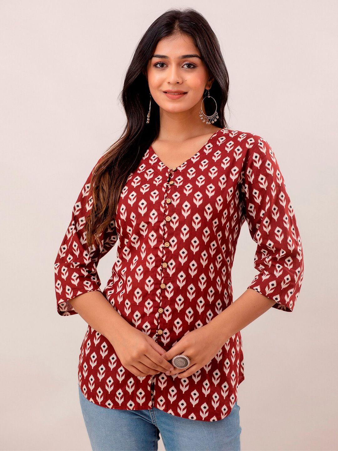 metro-fashion print ethnic cotton top