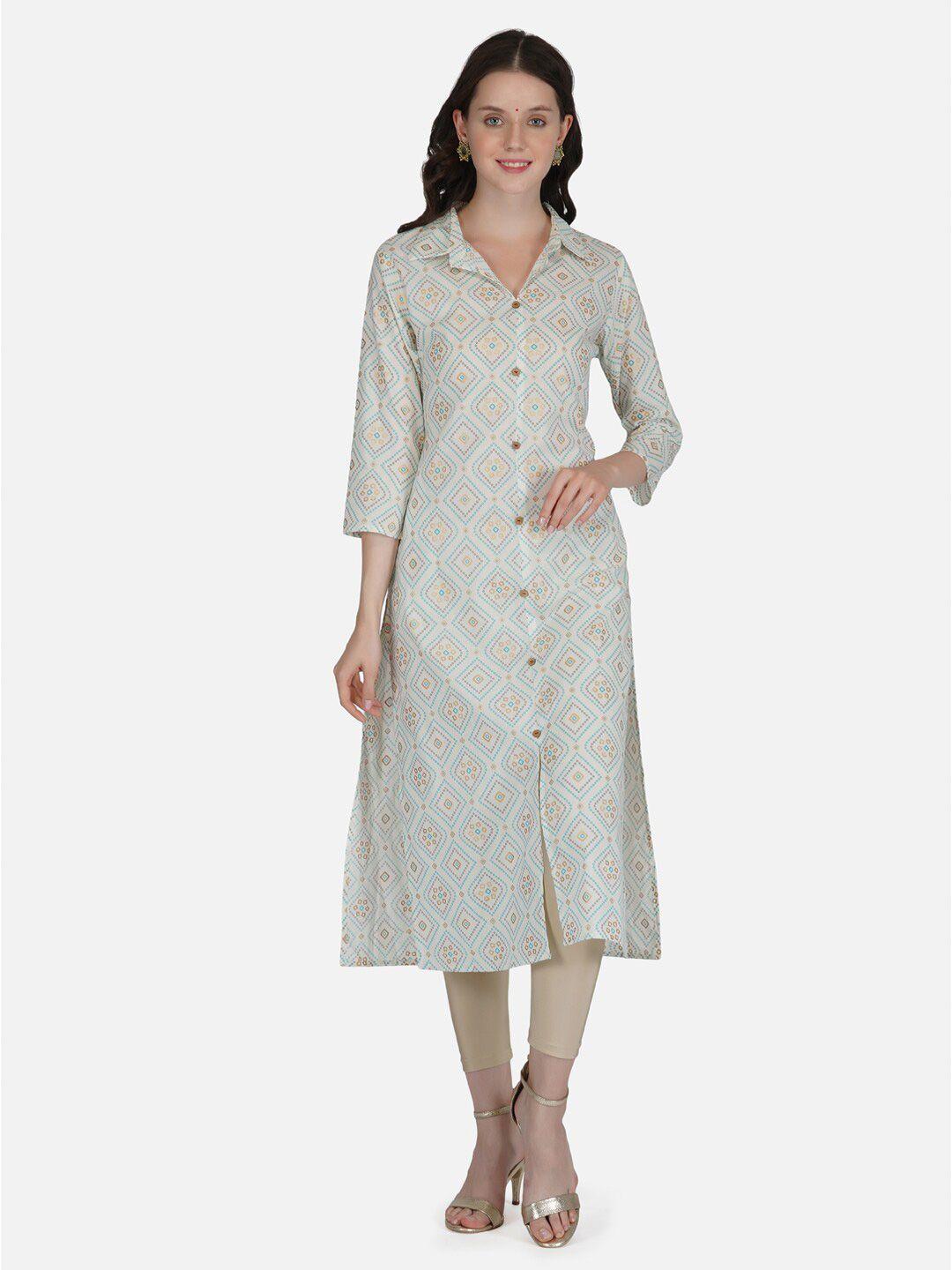 metro-fashion women cream-coloured pure cotton bandhani printed kurta