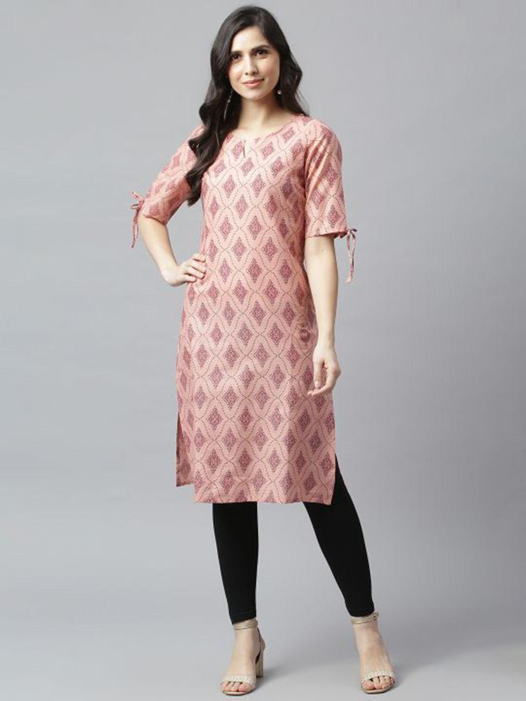 metro-fashion women ethnic motifs printed block print cotton kurta